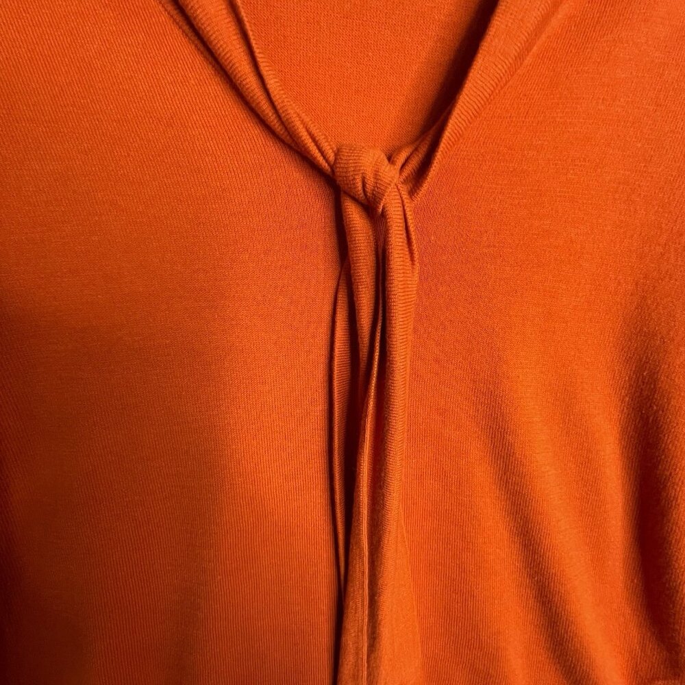 Talbots Womens Sweater Burnt Orange Size M Tie Front Collar Long Sleeve Pullover - Picture 4 of 13
